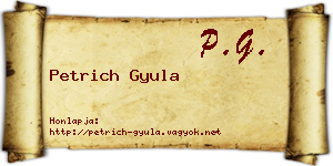 Petrich Gyula névjegykártya